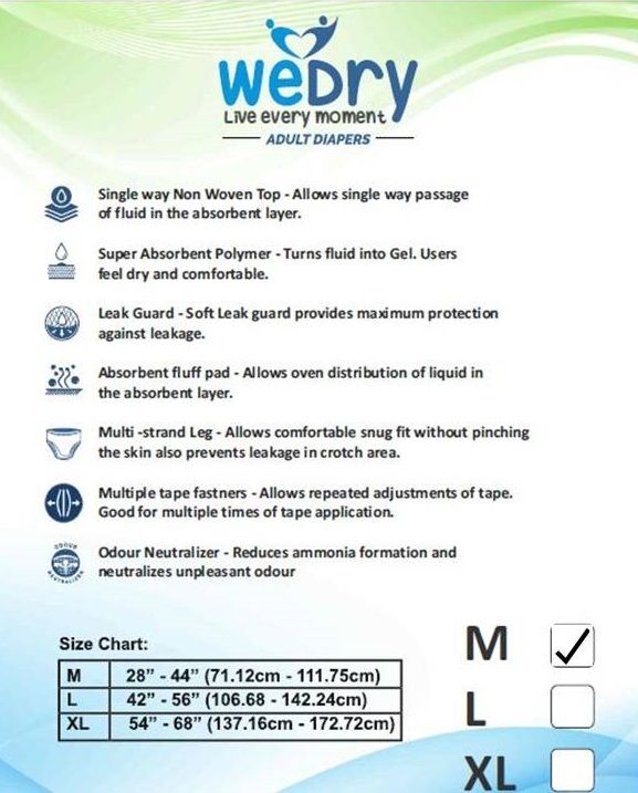 Wedry Adult Diapers Medium