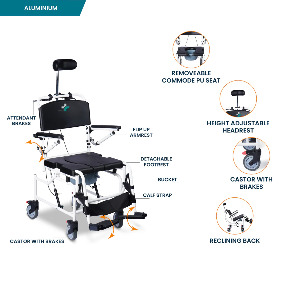 Arrex Effiel Commode Wheelchair