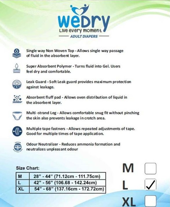 Wedry Adult Diapers Large